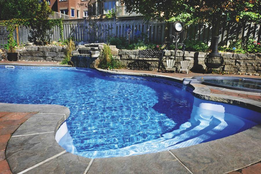 Pool with a light blue interior finish